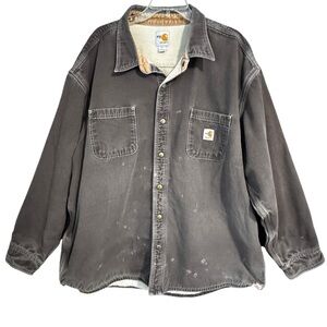 Carhartt Rigby Flame Resistant Distressed Snap Front Shirt Jacket Brown Sz 3XL